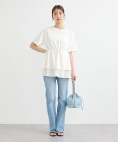 earth music&ecology 【接触冷感/洗濯機可】異素材ドッキングドロストチュニック