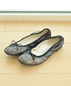 nouvelleRobe Oū 【本革・高反発】Square スクエアトゥ ブラックメタリックバレエシューズ