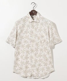 JOSEPH ABBOUD 【吸水速乾/ストレッチ/ノルマンディーリネン】リネンハニカム プリントジャージー シャツ