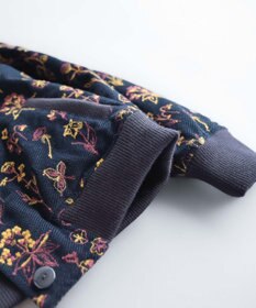 muuc 〈遠州織物の工場で織られた上質なコットンコーデュロイ生地〉裏地有り リブ袖 ショート丈 花刺繍ブルゾン（セットアップ可能）