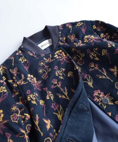 muuc 〈遠州織物の工場で織られた上質なコットンコーデュロイ生地〉裏地有り リブ袖 ショート丈 花刺繍ブルゾン（セットアップ可能）