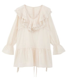 earth music&ecology 【綿100％】サイドリボンラッフルミニワンピース