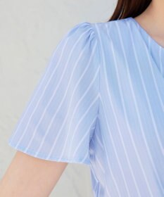 Tiaclasse 【洗える】ストライプアシンメトリーリボンワンピース