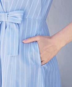 Tiaclasse 【洗える】ストライプアシンメトリーリボンワンピース