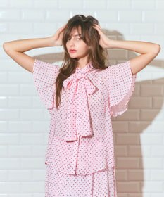 GRACE CONTINENTAL ドットジャガードボウタイブラウス