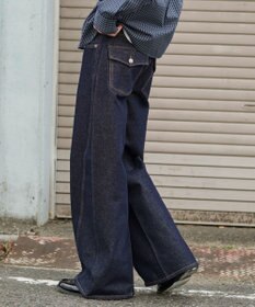 WEGO 【ユニセックス着用ITEM】カバーフィットフラップデニムパンツ