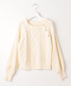 Feroux 【洗える】金釦ケーブル ニット