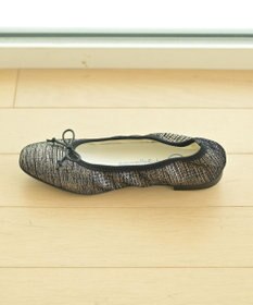 nouvelleRobe Oū 【本革・高反発】Square スクエアトゥ ブラックメタリックバレエシューズ
