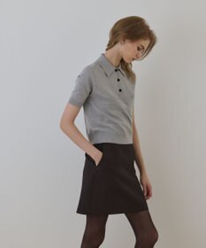 GRACE CONTINENTAL バイカラーポロニットトップ