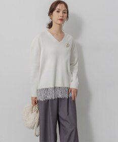 組曲 L レースモチーフニットプルオーバー