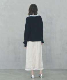 YECCA VECCA フラワー柄刺繍メッシュスカート