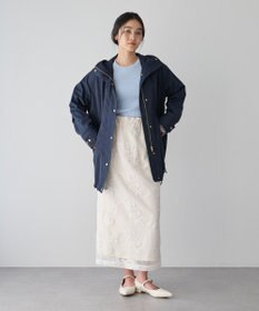 YECCA VECCA フラワー柄刺繍メッシュスカート