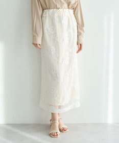 YECCA VECCA フラワー柄刺繍メッシュスカート