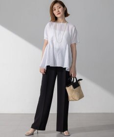 23区 L 【洗える】カラミ ストライプ ペプラム ブラウス