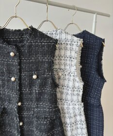 Feroux 【洗える】ラメツイード ジレ