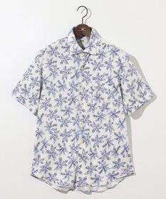 JOSEPH ABBOUD 【吸水速乾/ストレッチ/ノルマンディーリネン】リネンハニカム プリントジャージー シャツ