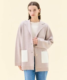 BEIGE， CHICORA / レザーポケット付きウールニットジャケット