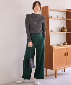 ANY L 【洗濯機可/ストレッチ/ウエストゴム/裏起毛】マルチファンクションストレッチワイドパンツ