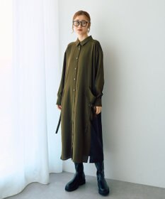 YECCA VECCA カーゴデザイン配色シャツワンピース