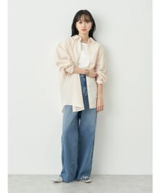 earth music&ecology ウ゛ィンテージ加工セルフカットワイドデニム