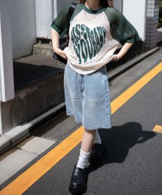 WEGO ハートロゴビッグメッシュニットT