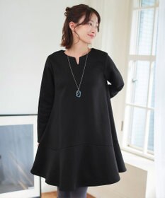 Tiaclasse L 【洗える】裏起毛フレアワンピチュニック