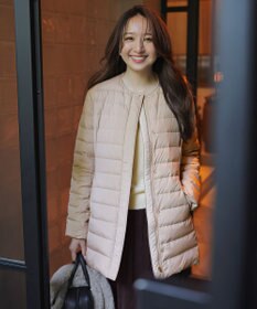 ANY SIS 【2WAY】ノーカラーミドル ダウン ベージュ