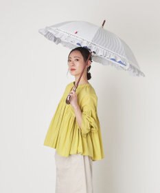 MOONBAT 【遮光/晴雨兼用】POLO RALPH LAUREN （ポロラルフローレン） 長傘 晴雨兼用日傘 ストライプフリル 遮光 遮熱 UV
