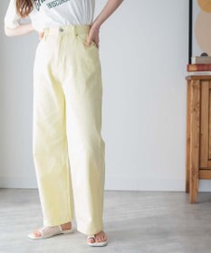 WEGO カラーウエストフィットワイドストレートパンツ