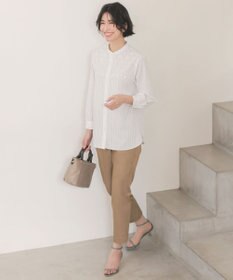 J.PRESS LADIES 【WEB限定カラーあり】TCシャンブレーサテンST テーパード パンツ