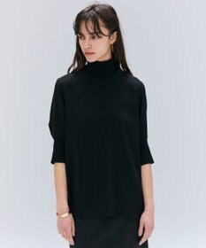 BEIGE， 【洗える】FLEUR / ニットコンビハイネック半袖ブラウス