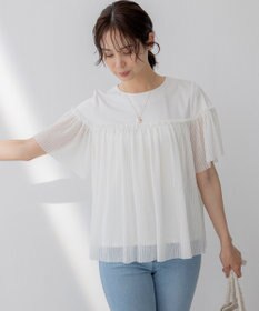 組曲 S プリーツコンビ5分袖 カットソー