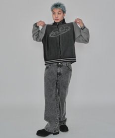 WEGO 【ユニセックス着用ITEM/MLサイズ展開】ラグラングラフィックニットブルゾン