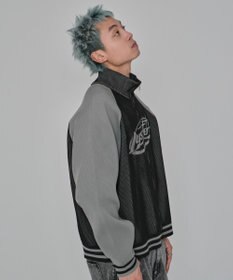 WEGO 【ユニセックス着用ITEM/MLサイズ展開】ラグラングラフィックニットブルゾン