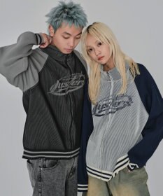WEGO 【ユニセックス着用ITEM/MLサイズ展開】ラグラングラフィックニットブルゾン