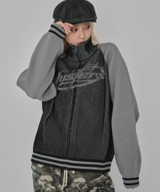 WEGO 【ユニセックス着用ITEM/MLサイズ展開】ラグラングラフィックニットブルゾン