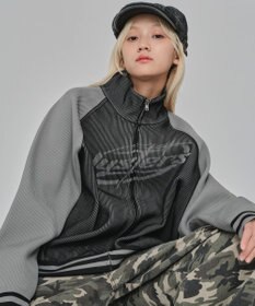 WEGO 【ユニセックス着用ITEM/MLサイズ展開】ラグラングラフィックニットブルゾン