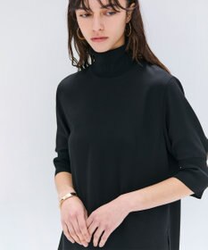 BEIGE， 【洗える】FLEUR / ニットコンビハイネック半袖ブラウス