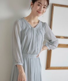 Tiaclasse L 【新色追加・洗える】シフォンギャザーワンピース