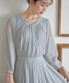 Tiaclasse L 【新色追加・洗える】シフォンギャザーワンピース