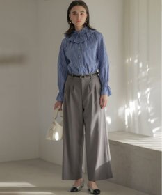 組曲 【2WAY】エアリーシャーティングフリル襟 ブラウス