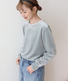 AMERICAN HOLIC ベロアクルーネックカットプルオーバー