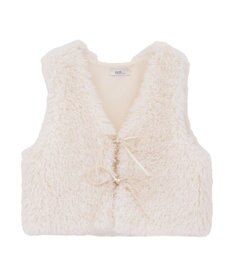 earth music&ecology フェイクファーショートジレ