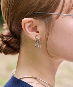 Phoebe 【痛くないシリーズ・金属アレルギー対応】レイヤーフープソフトイヤリング　シルバー