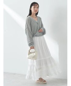 earth music&ecology ファンシーヤーンすかしニットカーディガン