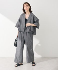 Green Parks 綿麻混裾ドロスト開襟シャツジャケット