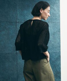 UNFILO L クロシェレースニット ハーフスリーブ プルオーバー