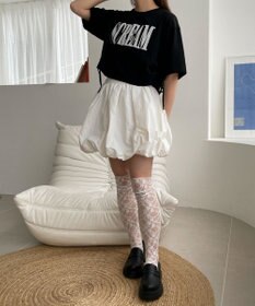 WEGO ロゴレースドロストショートT