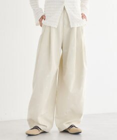 earth music&ecology 【綿100】フラワー刺繍ツイルカーブパンツ