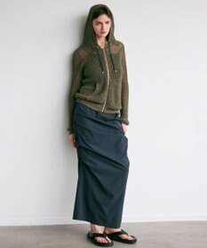 BEIGE， 【洗える】OPTICAL / ペーパーヤーンフーディージップニット